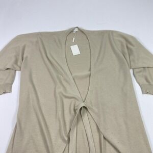 Pretty Lavish Cardigan Sweater Womens 2XL Beige Open Front Belted Wrap Acrylic